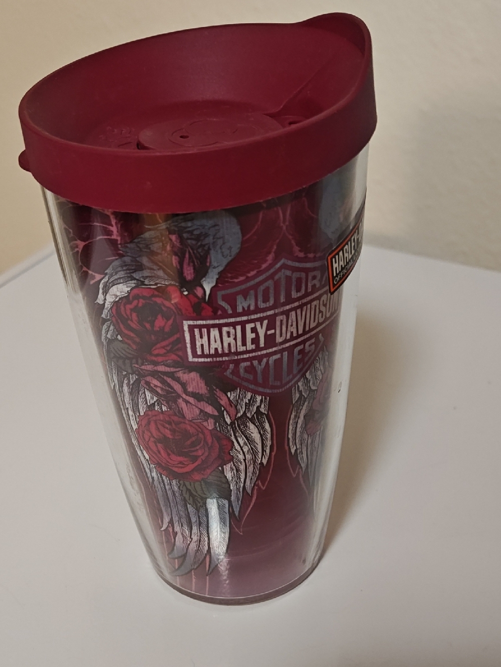 Harley-Davidson Burgundy Red Rose Travel Tumbler